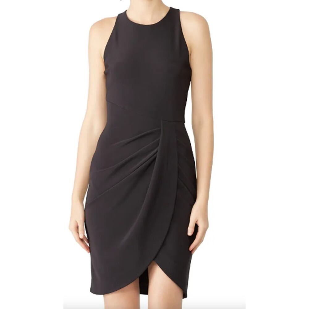 Black Halo 8 Brett Sheath Black Dress Classic Career Draped Minimalist